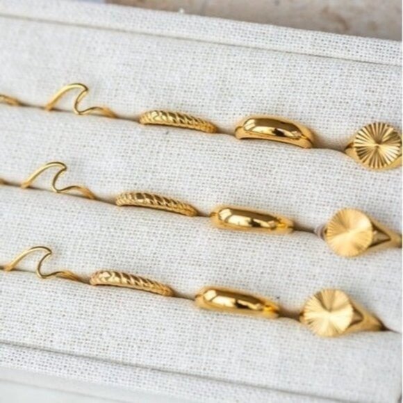 Gold ring Dome 18K waterproof Gold Ring stacking ring Gold Dome Ring size 5-8 - Picture 12 of 12